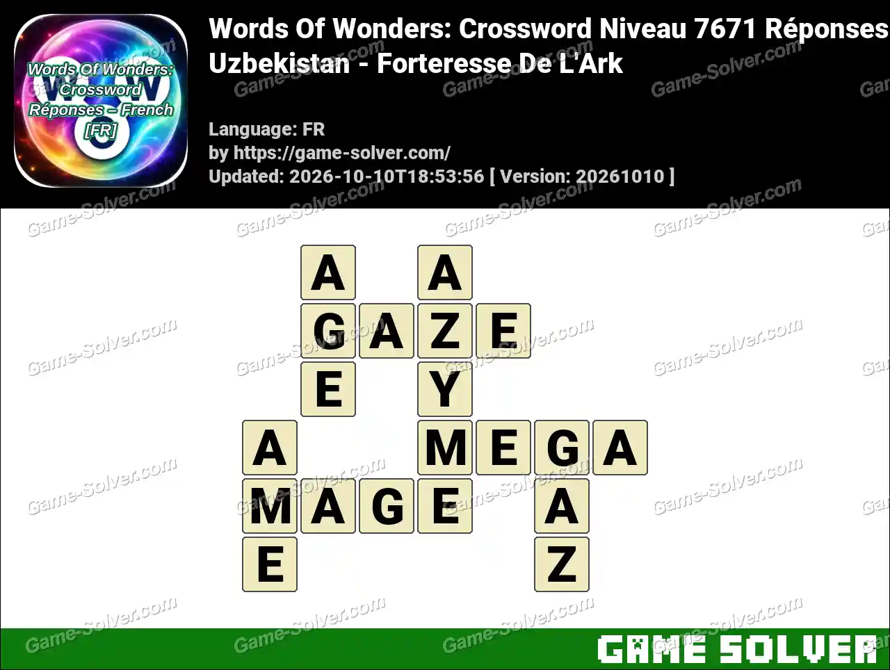 Words Of Wonders: Crossword Niveau 7671 Réponses – Uzbekistan – Forteresse De L’Ark